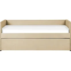 Kinderbedden-Beliani TROYES - Slaapbank - Beige - Fluweel