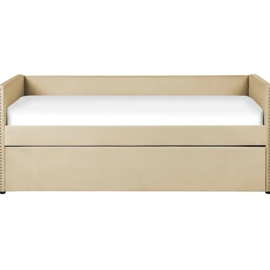 Kinderbedden-Beliani TROYES - Slaapbank - Beige - Fluweel