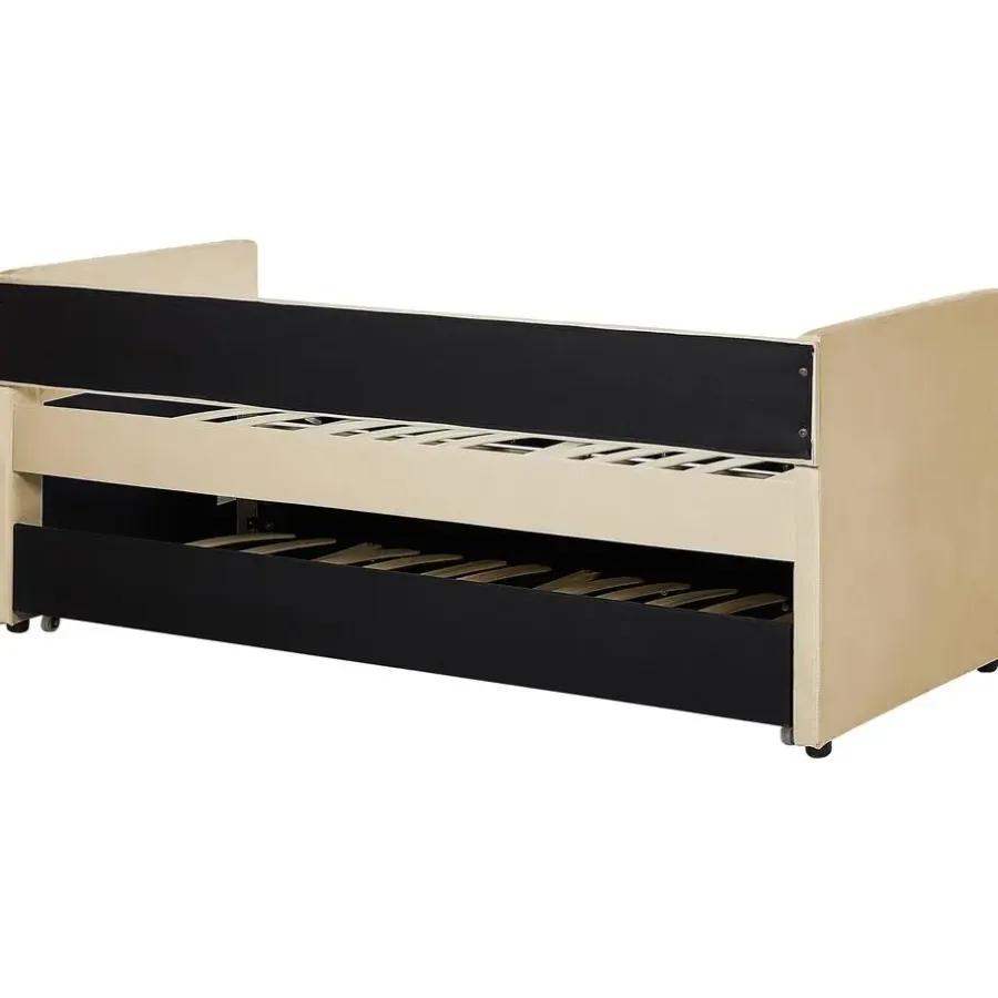 Kinderbedden-Beliani TROYES - Slaapbank - Beige - Fluweel