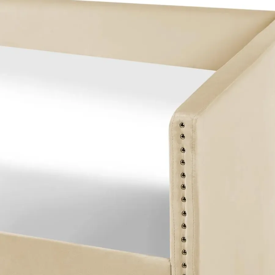 Kinderbedden-Beliani TROYES - Slaapbank - Beige - Fluweel