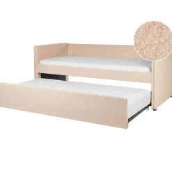 Beliani TROYES - Slaapbank - Perzik - 90 x 200 cm - Bouclé