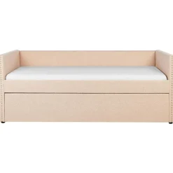 Beliani TROYES - Slaapbank - Perzik - 90 x 200 cm - Bouclé