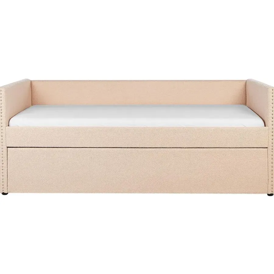 Beliani TROYES - Slaapbank - Perzik - 90 x 200 cm - Bouclé