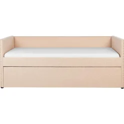 Beliani TROYES - Slaapbank - Perzik - 90 x 200 cm - Bouclé
