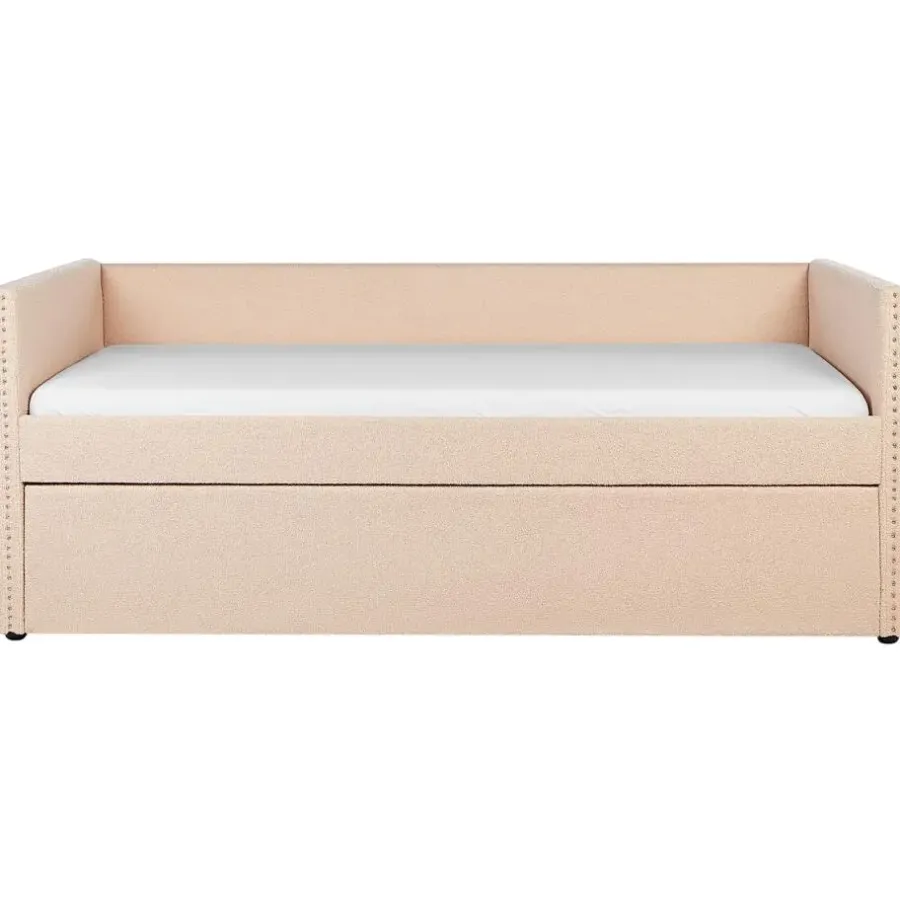 Beliani TROYES - Slaapbank - Perzik - 90 x 200 cm - Bouclé