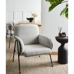 Beliani TRYSNES - Fauteuil - Zwart/Wit - Polyester
