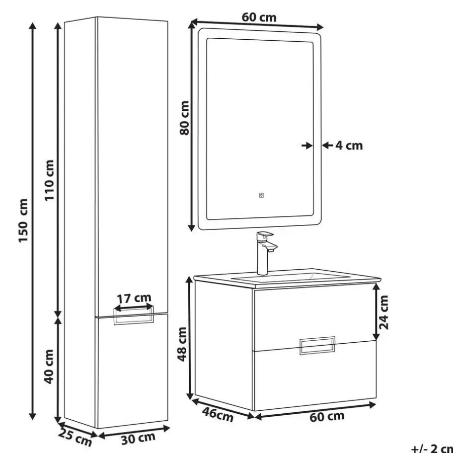 Badmeubelsets-Beliani TUDELA - Badkamermeubel - Wit - MDF