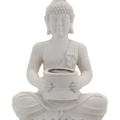 Merkloos Tuinbeeld - Boeddha - incl verlichting - solar - polystone - 31 cm
