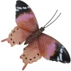 Tuindecoratie-Merkloos Tuindecoratie muurvlinder - bruin en roze - metaal - 44 cm