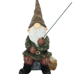 True to Nature Tuinkabouter beeld - visser - tuindecoratie - 25 cm - polyresin