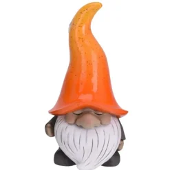 Tuindecoratie-Merkloos Tuinkabouter gnoom - oranje muts - polystone - 23 cm