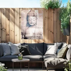 Tuindecoratie-Reinders Tuinposter Boeddha - 80 x 60cm - Bruin