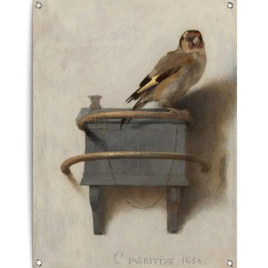 Reinders Tuinposter Carel Fabritius Het Puttertje - 80 x 60cm - Bruin