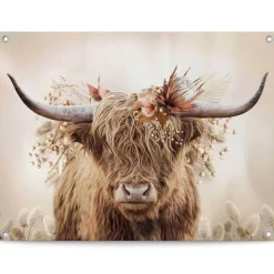 Reinders Tuinposter Highlander in bloemen - 60 x 80cm - Beige
