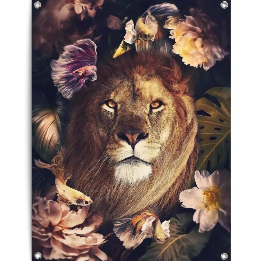 Reinders Tuinposter Jungle Lion - 80 x 60cm - Bruin