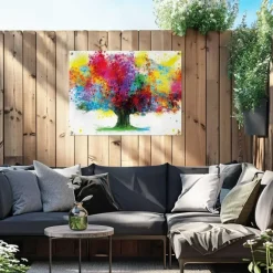 Reinders Tuinposter Kleurrijke boom - 60 x 80cm - Bont