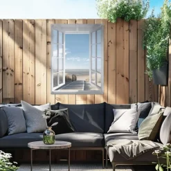 Tuindecoratie-Reinders Tuinposter Noordzee uitzicht - 80 x 60cm - Blauw