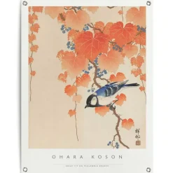 Reinders Tuinposter Ohara Koson Great tit - 80 x 60cm - Oranje