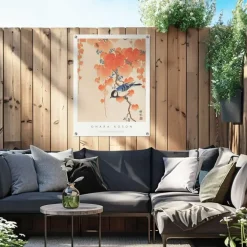 Reinders Tuinposter Ohara Koson Great tit - 80 x 60cm - Oranje