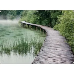 Tuindecoratie-Reinders Tuinposter Steiger aan de rand van het meer - 100 x 140cm - Groen