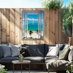 Reinders Tuinposter Uitzicht over zee - 80 x 60cm - Blauw