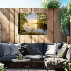 Reinders Tuinposter Zonsondergang aan het meer - 60 x 80cm - Groen