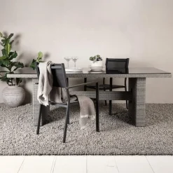 Fjôrd Tuintafel Grijs Wicker/Glas - 200x100x74cm - Padova