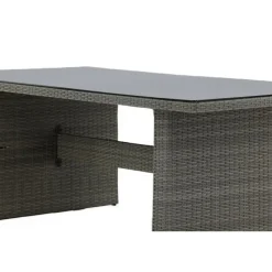 Fjôrd Tuintafel Grijs Wicker/Glas - 200x100x74cm - Padova