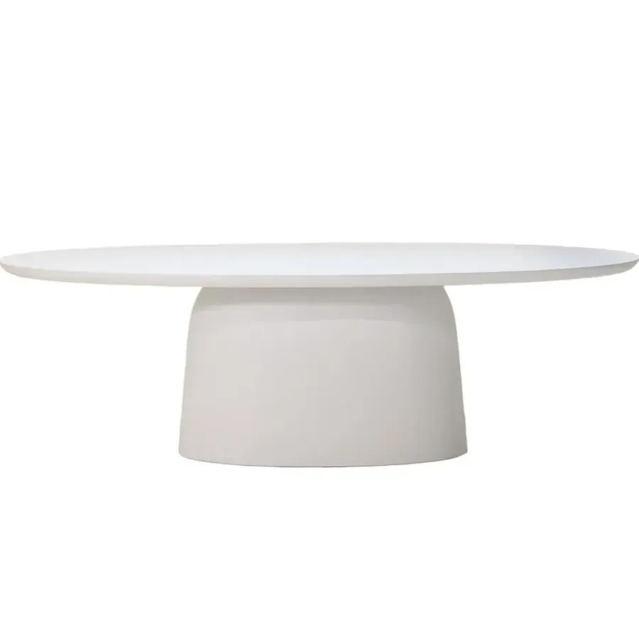 Giga Meubel Tuintafel Ovaal - Wit Betonlook - 240x110x74cm - Myrna