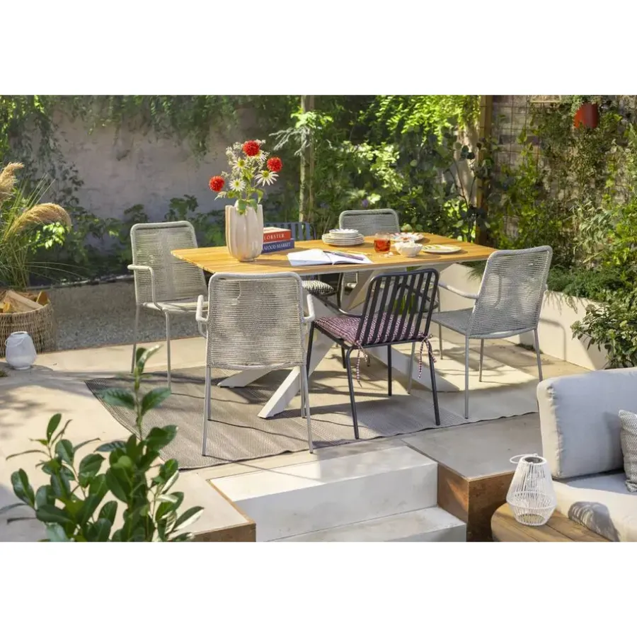 Tuintafels-Leen Bakker Tuintafel Perpignan - zand/metaal - 75x160x90 cm