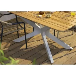 Tuintafels-Leen Bakker Tuintafel Perpignan - zand/metaal - 75x160x90 cm