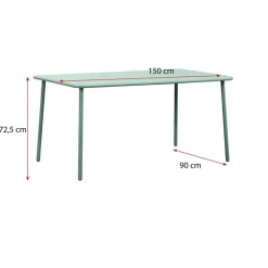 Leen Bakker Tuintafel Vence - metaal lichtgroen - 72x150x90 cm