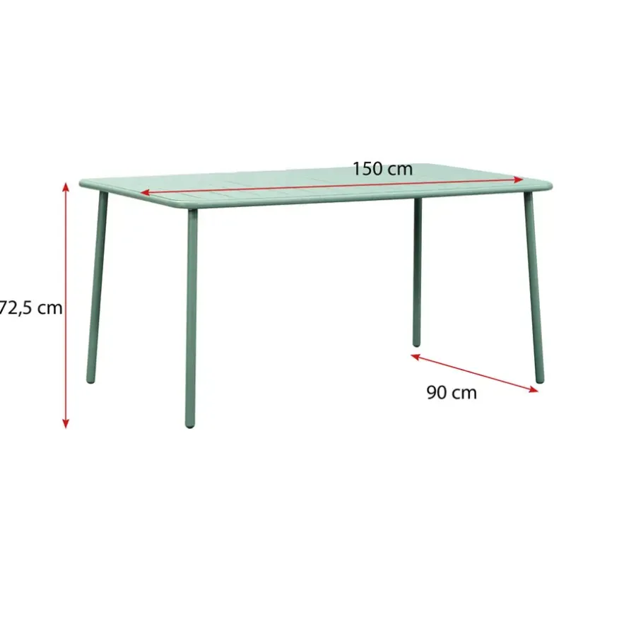 Leen Bakker Tuintafel Vence - metaal lichtgroen - 72x150x90 cm