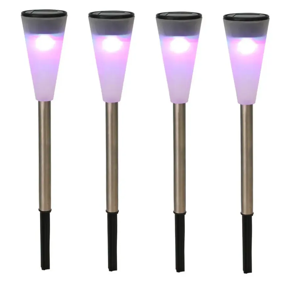 Buitenverlichting|Prikspots-Merkloos Tuinverlichting prikspot - LED - gekleurd - RVS - 36 cm