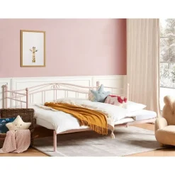 Beliani TULLE - Eenpersoonsbed - Roze - 90 x 200 cm - Metaal