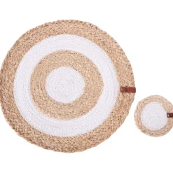 Placemats-Leen Bakker TUMERIC - Set van 12 placemats en onderzetters - Natuurlijk - Jute