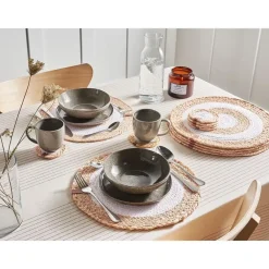 Placemats-Leen Bakker TUMERIC - Set van 12 placemats en onderzetters - Natuurlijk - Jute