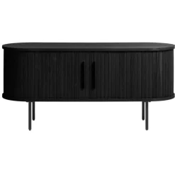 Tv Meubels-Giga Living Tv-Meubel Eikenhout Zwart - 40x120x55cm - Schuifdeuren - Nola
