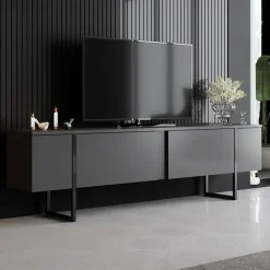 Tv Meubels-Arabic House Tv-Meubel Luxe Melamine Antraciet Zwart