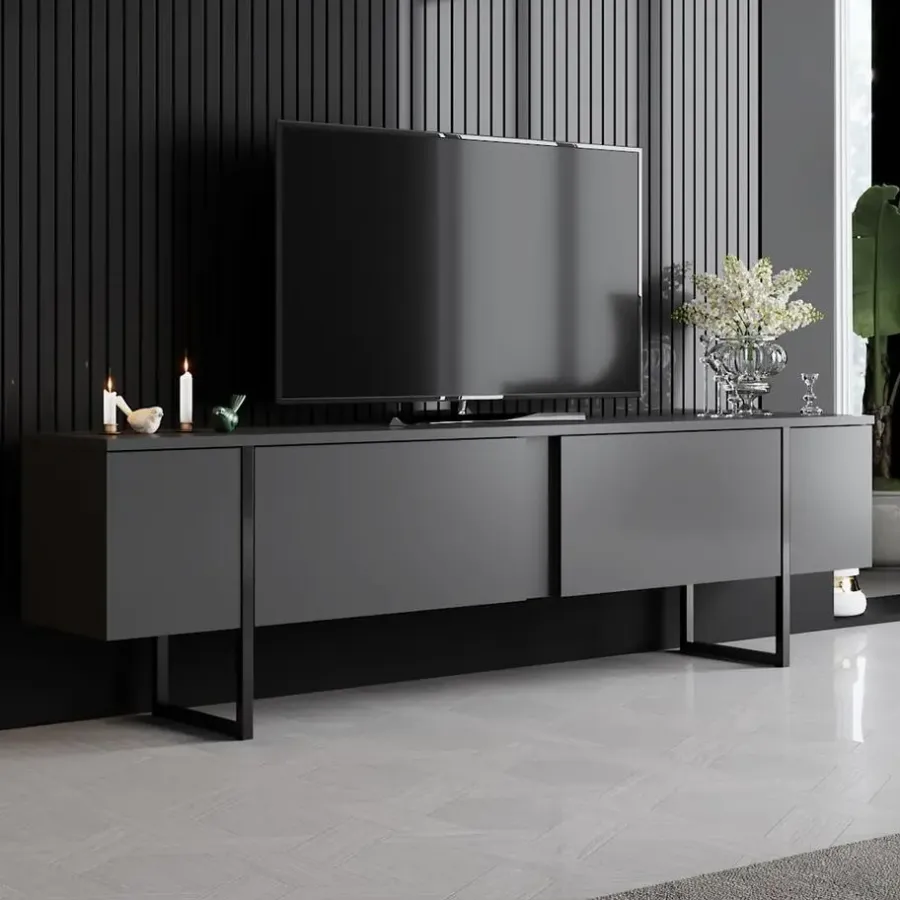 Tv Meubels-Arabic House Tv-Meubel Luxe Melamine Antraciet Zwart