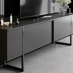 Tv Meubels-Arabic House Tv-Meubel Luxe Melamine Antraciet Zwart