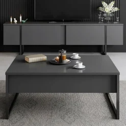 Tv Meubels-Arabic House Tv-Meubel Luxe Melamine Antraciet Zwart