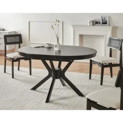 Ronde Eettafels-Leen Bakker TYMIS - Eettafel - Zwart houtkleur - 110-130x110cm - MDF