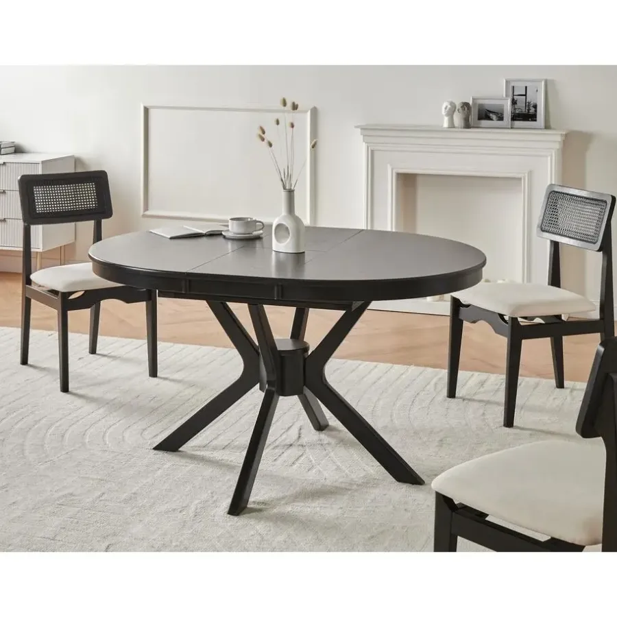 Ronde Eettafels-Leen Bakker TYMIS - Eettafel - Zwart houtkleur - 110-130x110cm - MDF