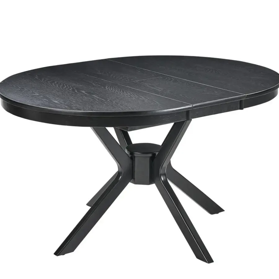 Ronde Eettafels-Leen Bakker TYMIS - Eettafel - Zwart houtkleur - 110-130x110cm - MDF