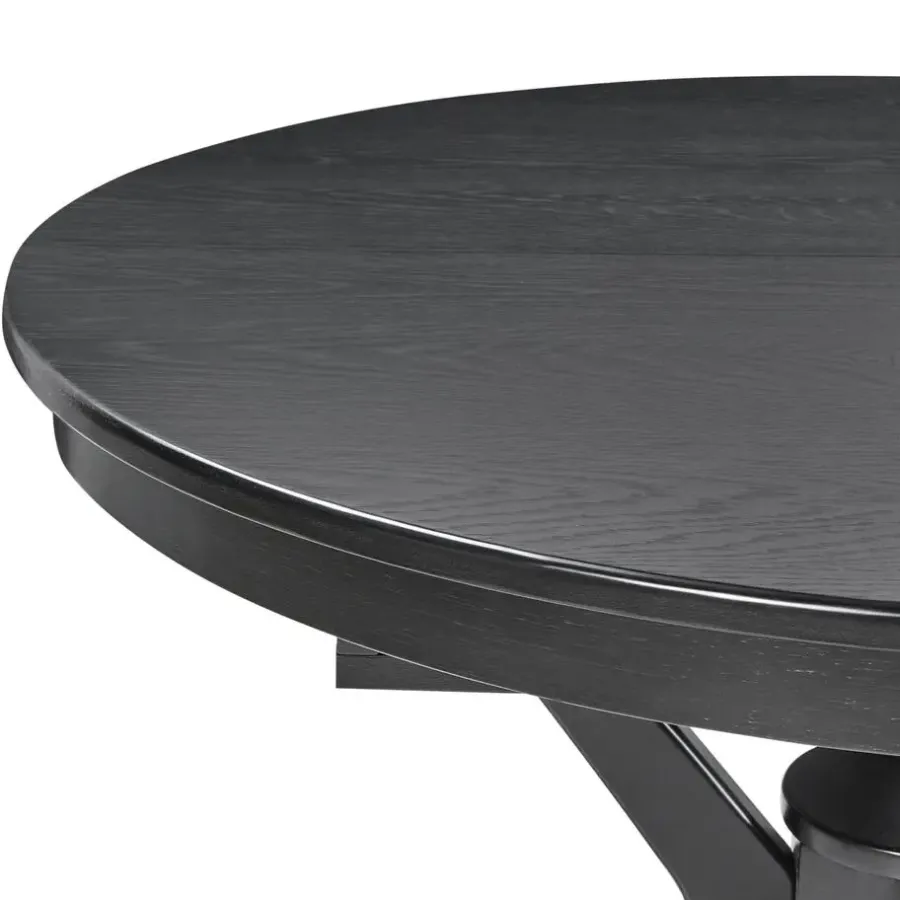 Ronde Eettafels-Leen Bakker TYMIS - Eettafel - Zwart houtkleur - 110-130x110cm - MDF