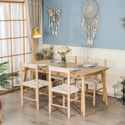 Houten Eettafels-Nordlys Uitschuifbare rechthoekige eettafel voor 6-8 personen van bruin