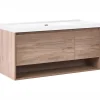 Wastafelkasten-Leen Bakker UMAYO - Wandgemonteerd meubel met wasbak - Lichtbruin - 120 cm - MDF