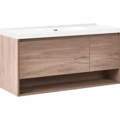 Wastafelkasten-Leen Bakker UMAYO - Wandgemonteerd meubel met wasbak - Lichtbruin - 120 cm - MDF