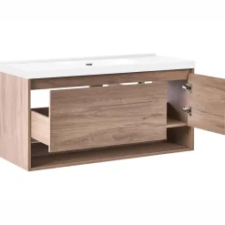 Wastafelkasten-Leen Bakker UMAYO - Wandgemonteerd meubel met wasbak - Lichtbruin - 120 cm - MDF